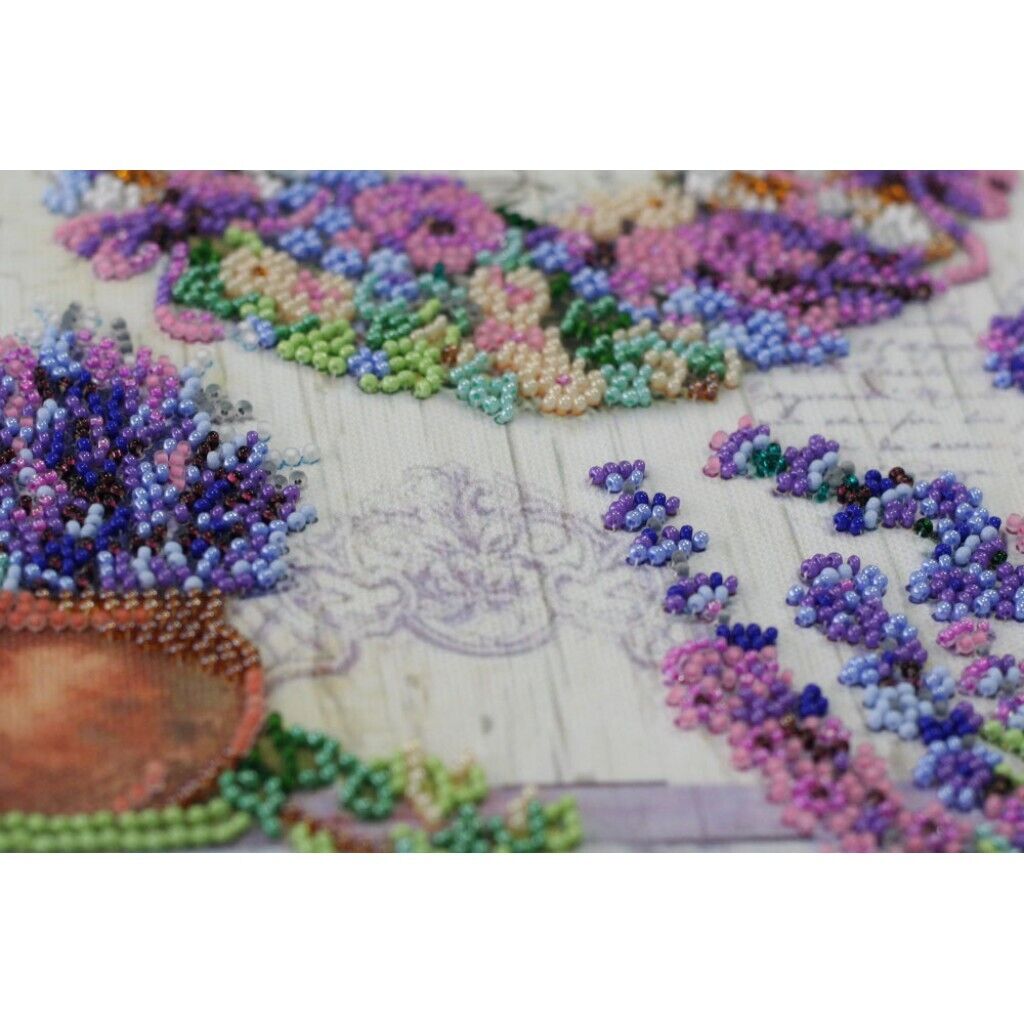 Bead Embroidery Kit Lavender chantilly Beadwork Bead needlepoint DIY