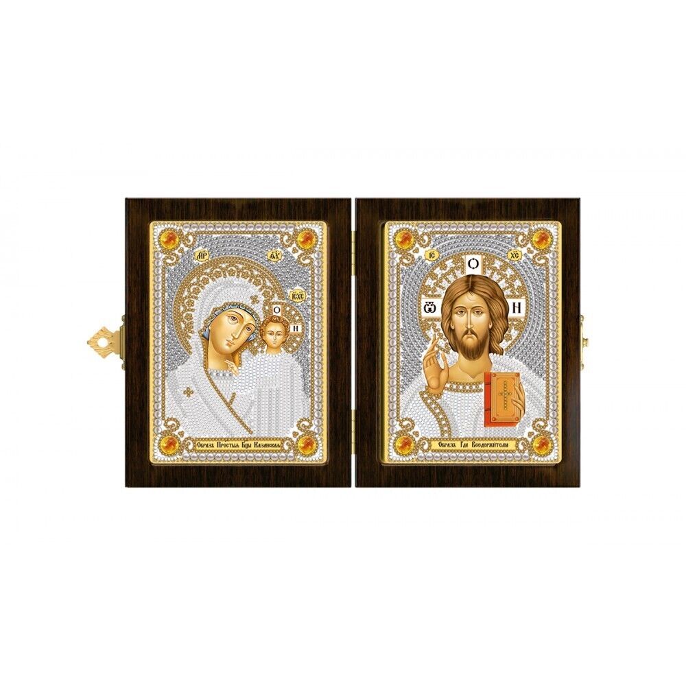 Bead Embroidery Kit Folding frame Orthodox icon Virgin Mary Mother of God DIY