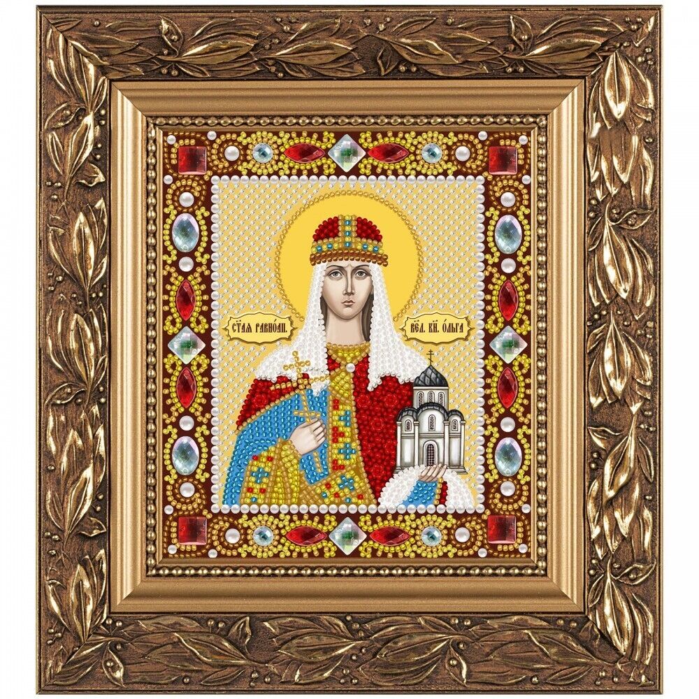 Bead Embroidery Kit Icon St. Olga DIY Bead needlepoint Beadwork