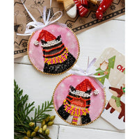 Bead Embroidery Kit Cat XMas Christmas tree toy kit DIY Beading embroidery