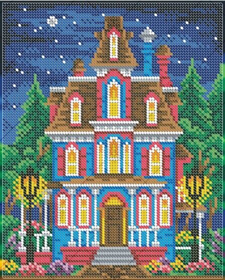 Full Bead Embroidery Kit Victorian house DIY Bead needlepoint Bead stitching