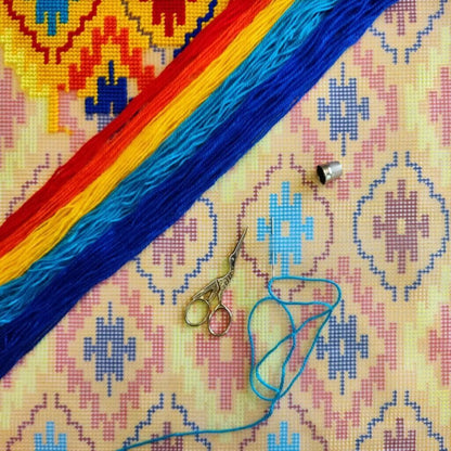 Tapestry Pillow Cover DIY kit "Bright ornament" Needlepoint kit Printed canvas