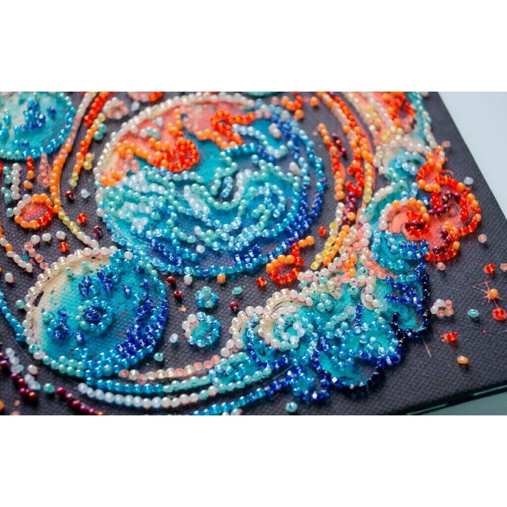 Bead Embroidery Kit Cosmic energy Beaded stitching Bead needlepoint Beadwork DIY