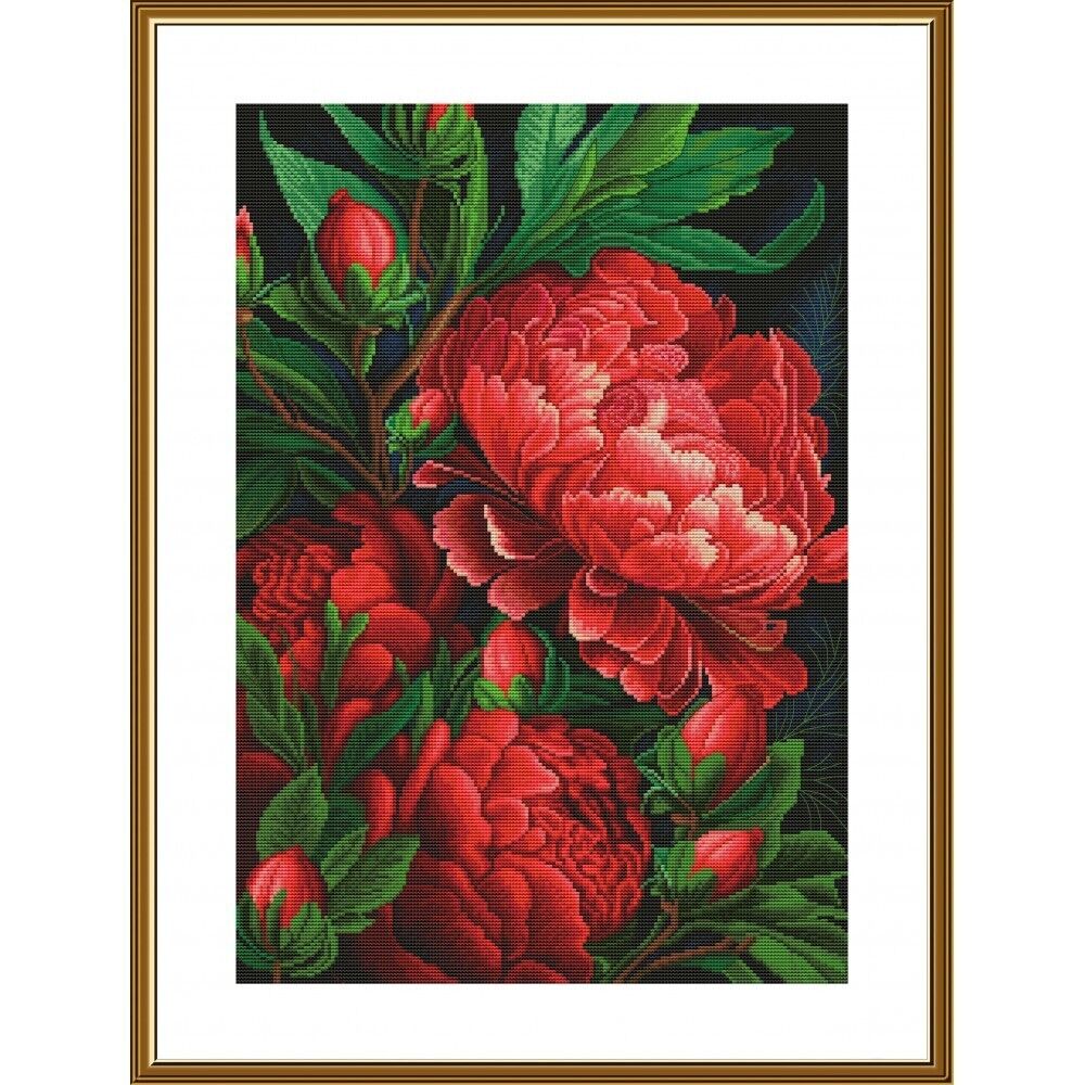 Counted Cross Stitch Kit Peonies Flowers DIY Unprinted canvas