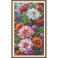 Counted Cross Stitch Kit Bright Flowers DIY Unprinted canvas