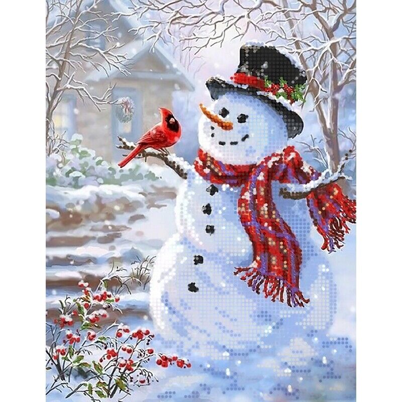 Bead Embroidery Kit Snowman DIY Bead needlepoint Bead stitching 