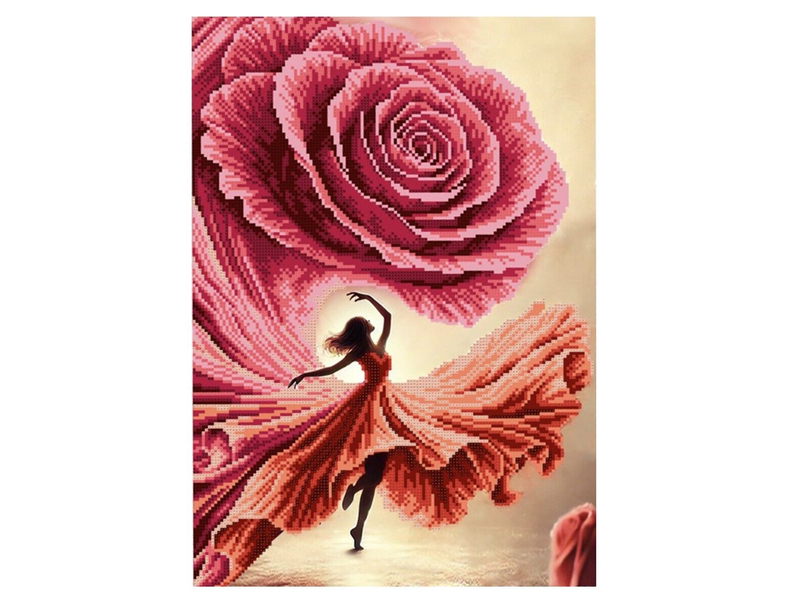 Bead Embroidery Kit Dance with a rose Bead needlepoint Bead stitching