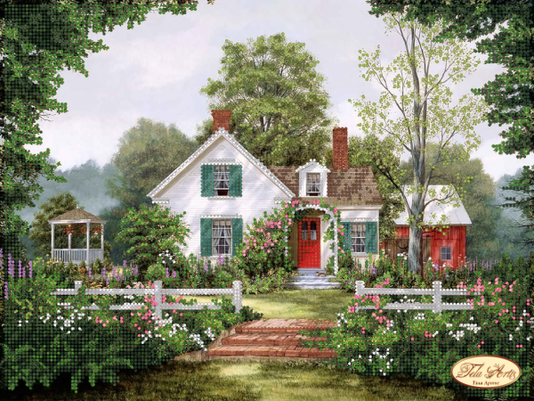 Bead Embroidery Kit Dream house Bead needlepoint Beaded stitching Beadwork DIY