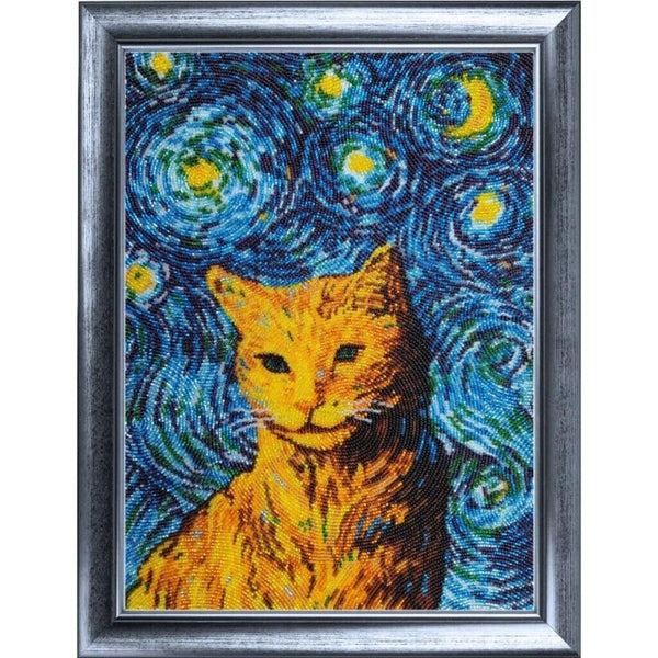 Full Bead Embroidery Kit Cat DIY Bead needlepoint Beadwork