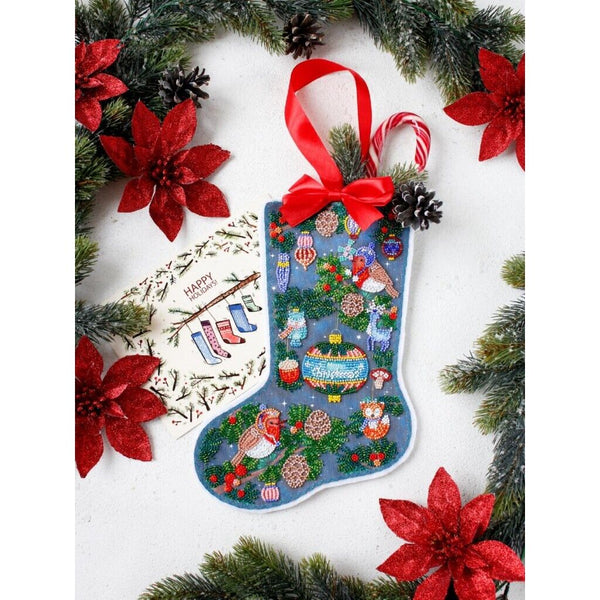 Bead Embroidery Kit Stocking XMas Christmas DIY Beading embroidery