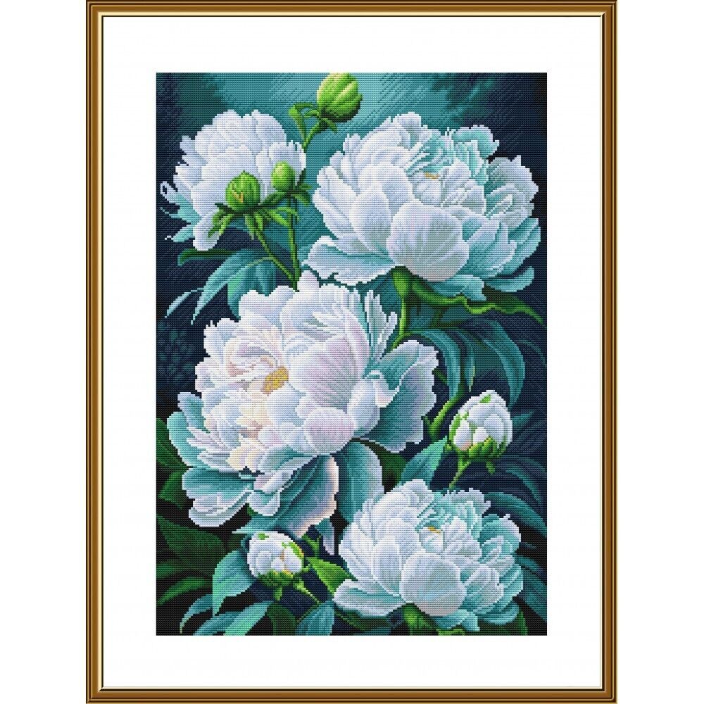 Counted Cross Stitch Kit Peonies Flowers DIY Unprinted canvas