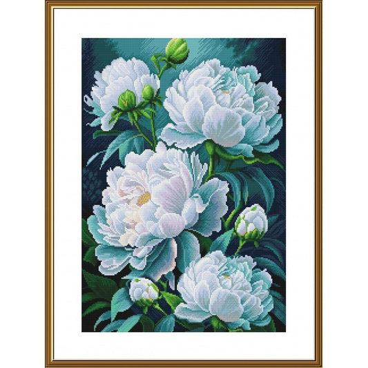 Counted Cross Stitch Kit Peonies Flowers DIY Unprinted canvas