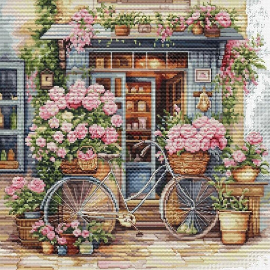 Counted Cross Stitch Kit Flower store DIY Luca-S
