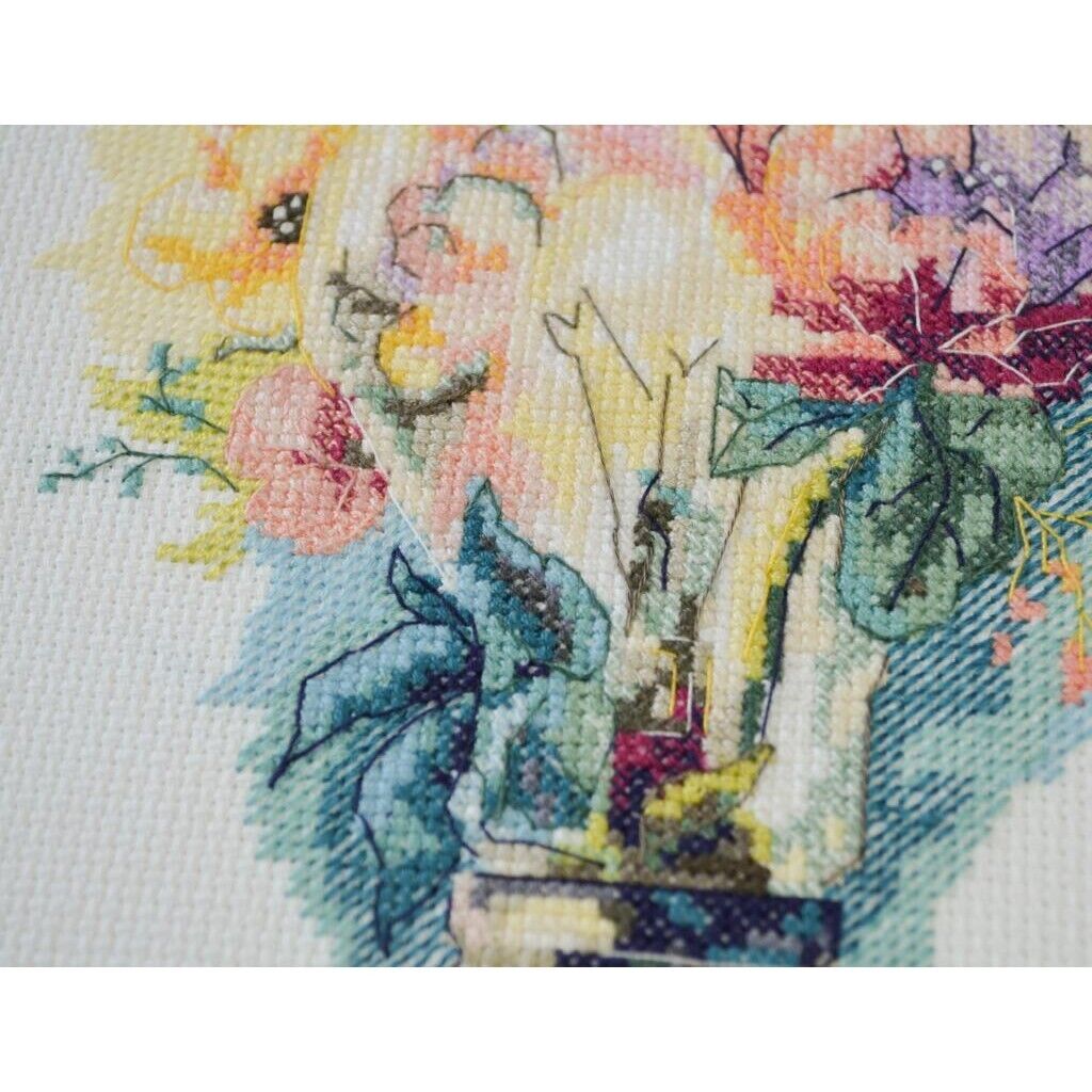 Counted Cross Stitch Kit Bright flowers DIY Unprinted canvas