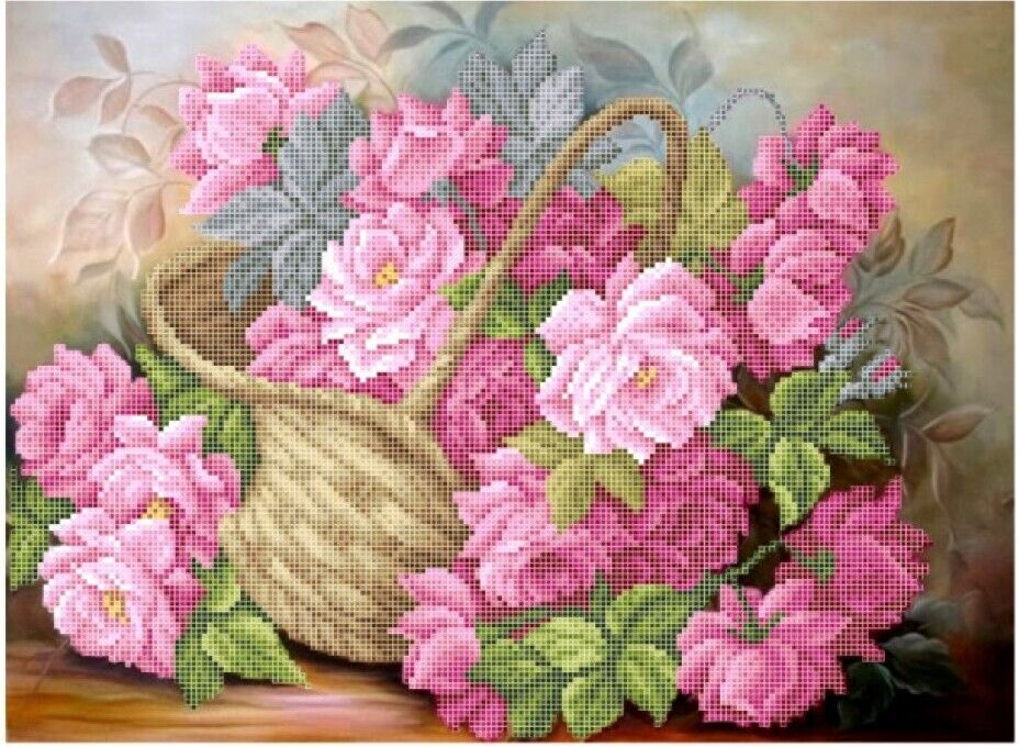 Bead Embroidery Kit Roses Flowers DIY Bead needlepoint Bead stitching