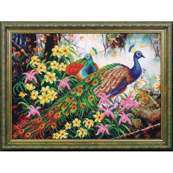 Bead Embroidery Kit Peacocks Bead needlepoint Bead stitching Beadwork DIY