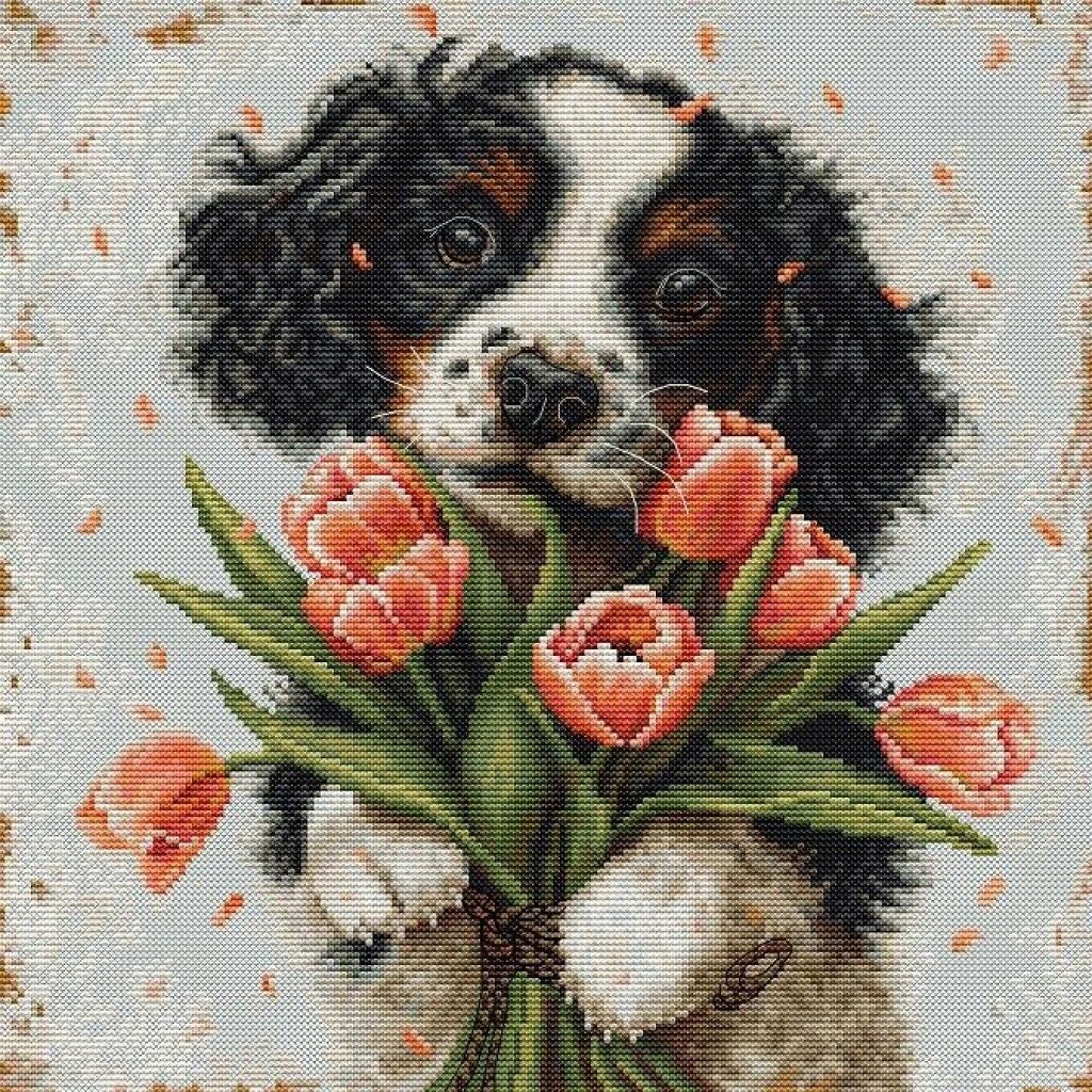 Counted Cross Stitch Kit Puppy DIY Luca-S Unprinted canvas