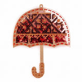 Bead Embroidery Kit on Plastic Red umbrella DIY Christmas tree toy