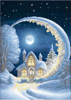 Bead Embroidery Kit Winter fairy moon DIY Bead needlepoint Beaded stitching