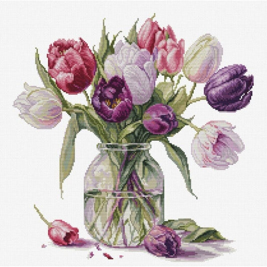 Counted Cross Stitch Kit Tulips Flowers Luca-S DIY Unprinted canvas