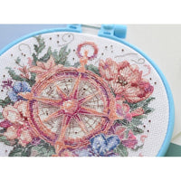 Counted Cross Stitch Kit Flower compass DIY Unprinted canvas