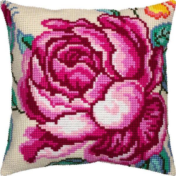 Cross stitch Pillow Cover DIY kit "Rose" Needlepoint kit Printed canvas