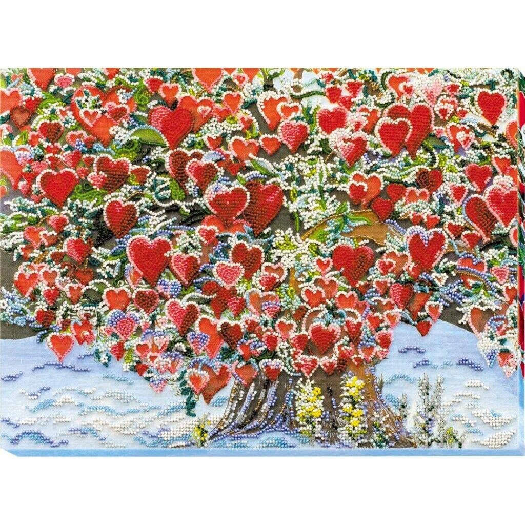 Bead Embroidery Kit Tree of love Beaded stitching Bead needlepoint Beadwork DIY