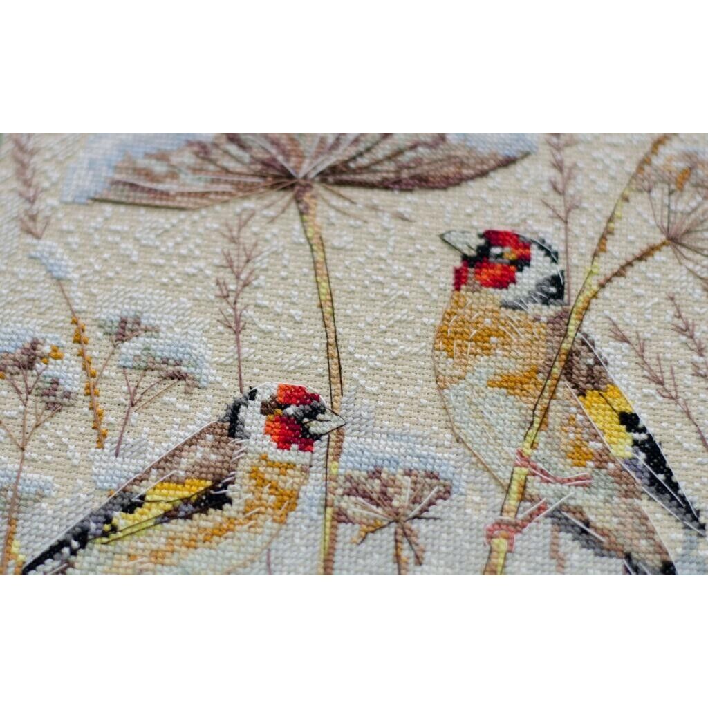 Counted Cross Stitch Kit Winter birds DIY Unprinted canvas