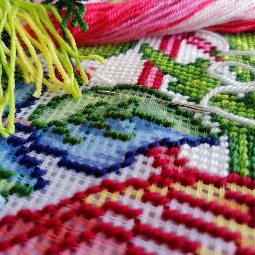 Tapestry Pillow Cover DIY kit "The magic bird" Needlepoint kit Printed canvas