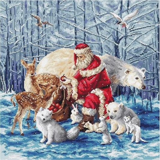 Counted Cross Stitch Kit Santa and Friends DIY Letistitch Unprinted canvas