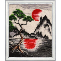 Full Bead Embroidery Kit Red sun Beaded needlepoint Bead stitching Beadwork