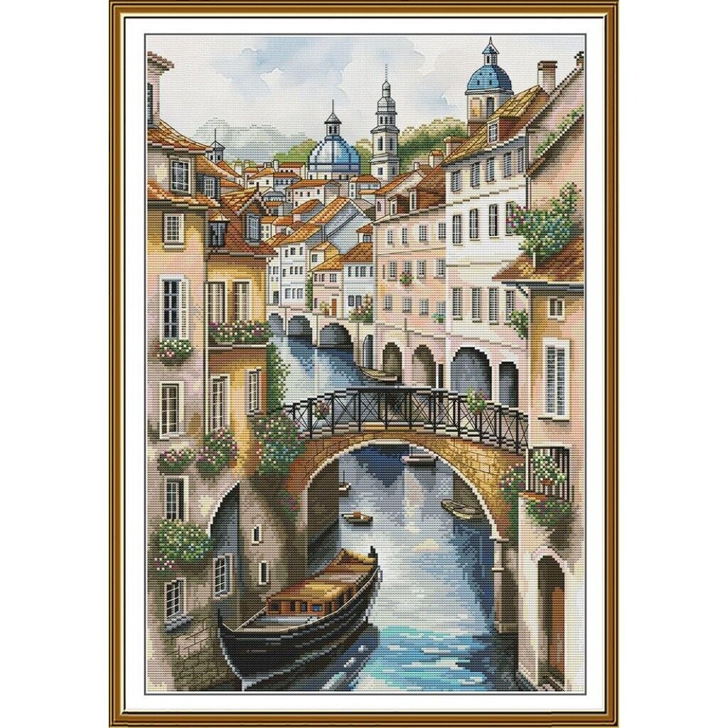 Counted Cross Stitch Kit Venice DIY Unprinted canvas