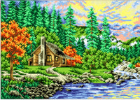 Full Bead Embroidery Kit Forest DIY Beaded needlepoint Beaded stitching