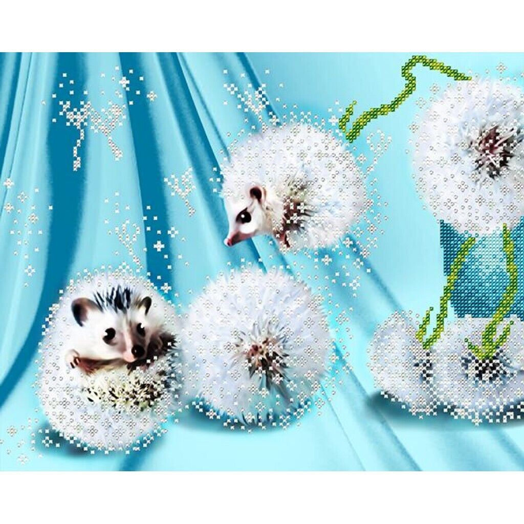 Bead Embroidery Kit Hedgehogs DIY Bead needlepoint Beadwork