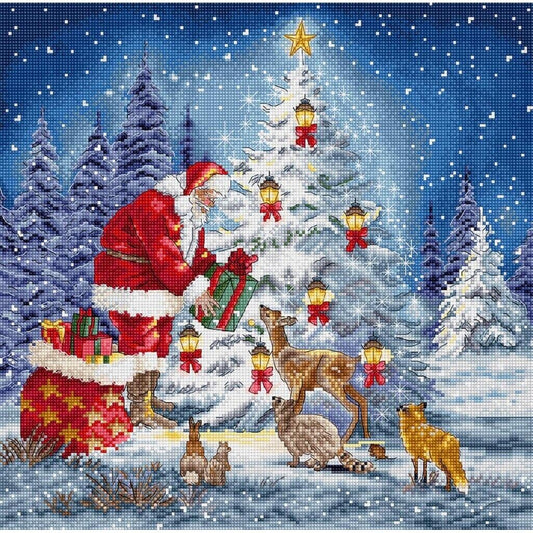 Counted Cross Stitch Kit Santa DIY Unprinted canvas