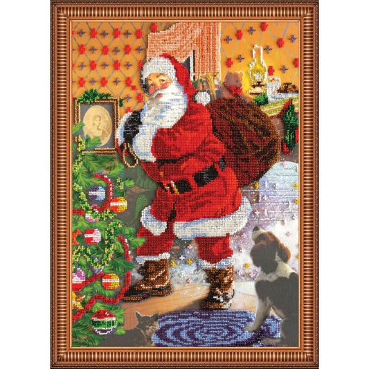 Bead Embroidery Kit Santa Bead stitching Bead needlepoint DIY