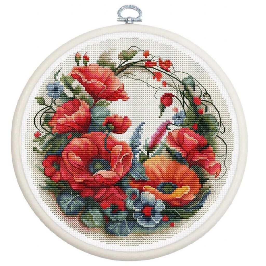 Counted Cross Stitch Kit Poppies Luca-S DIY Unprinted canvas