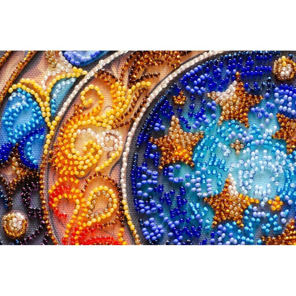 Bead Embroidery Kit Moon Beaded stitching Bead needlepoint Beadwork DIY