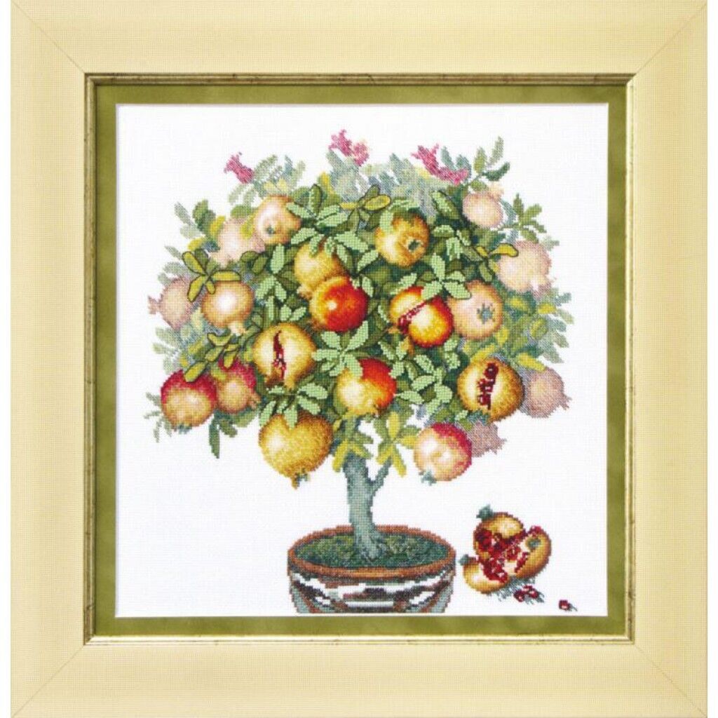 Counted Cross Stitch Kit with beads Pomegranate DIY Unprinted canvas