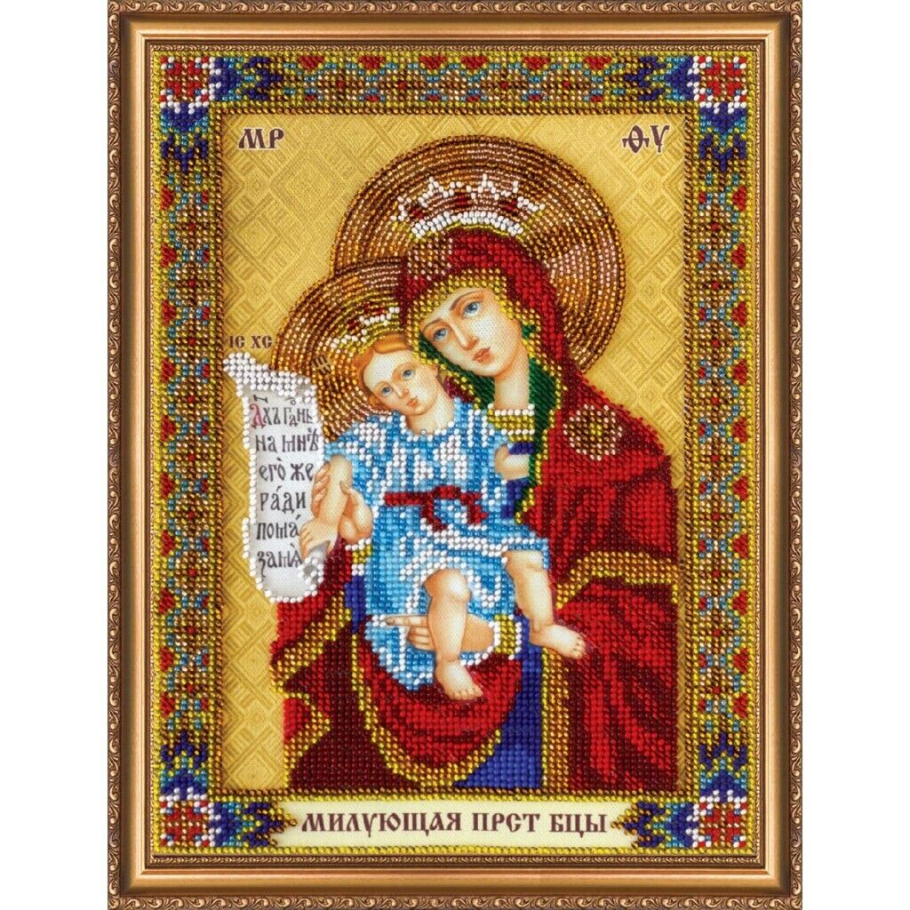 Bead Embroidery Kit Icon Virgin Mary Mother of God Beaded stitching DIY