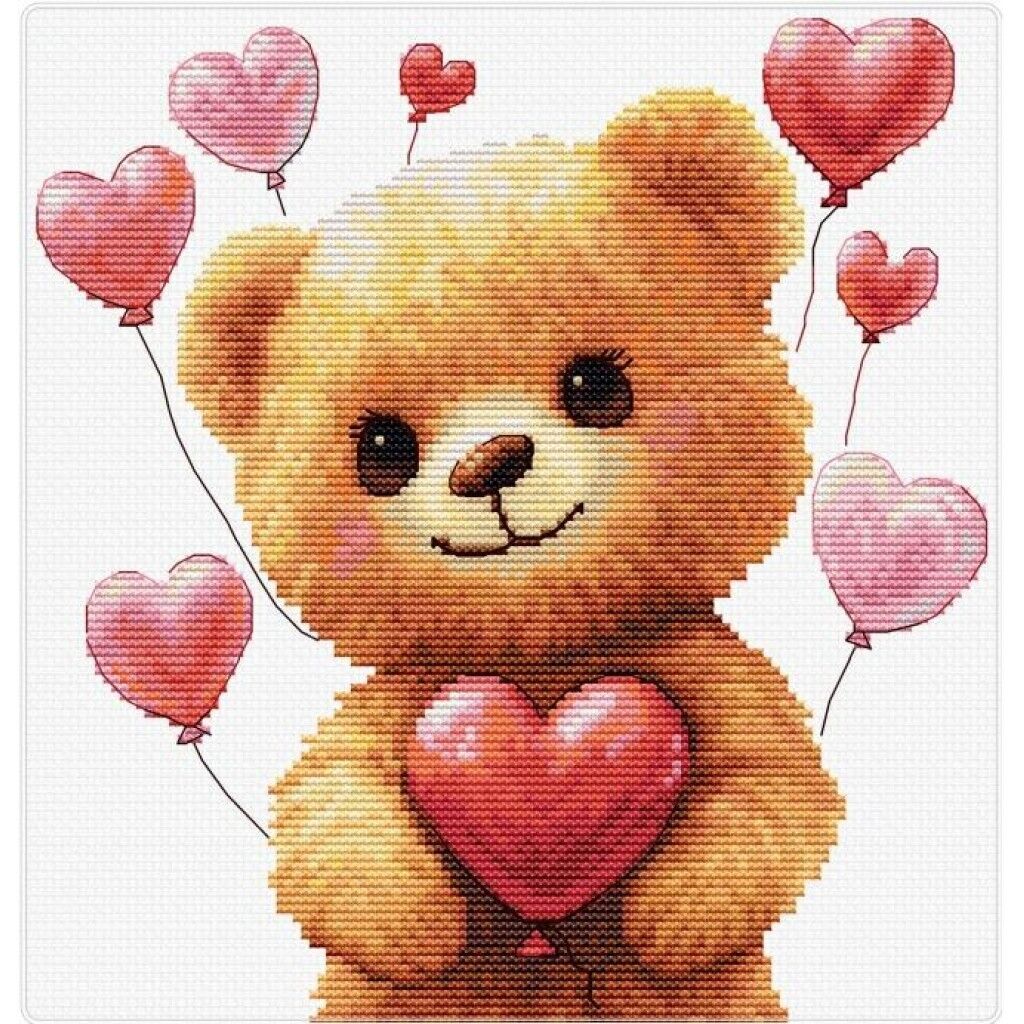 Counted Cross Stitch Kit Bear in love Luca-S DIY Unprinted canvas