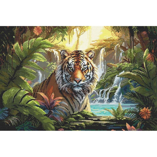 Counted Cross Stitch Kit Tiger DIY Unprinted canvas