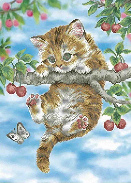 Bead Embroidery Kit Cat DIY Beaded needlepoint Beaded stitching