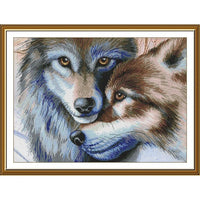 Counted Cross Stitch Kit Wolves DIY Unprinted canvas