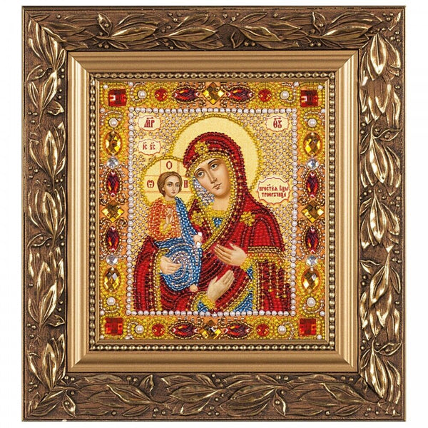 Bead Embroidery Kit Icon Virgin Mary Mother of God DIY Bead needlepoint Beadwork