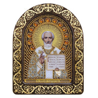 Bead Embroidery Kit Orthodox icon Saint Nicholas Wonderworker DIY