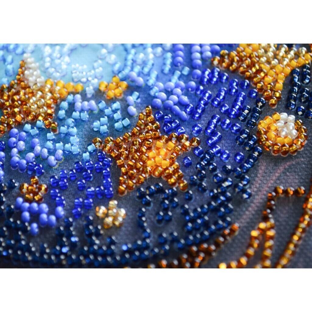 Bead Embroidery Kit Moon Beaded stitching Bead needlepoint Beadwork DIY