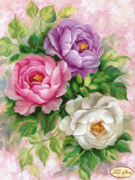 Bead Embroidery Kit Roses Flowers Beaded needlepoint Beaded stitching DIY