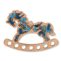 Bead Embroidery Kit on Wood Horse DIY Christmas tree toy