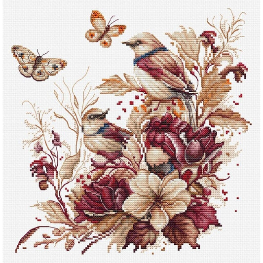 Counted Cross Stitch Kit Autumn birds Luca-S DIY Unprinted canvas